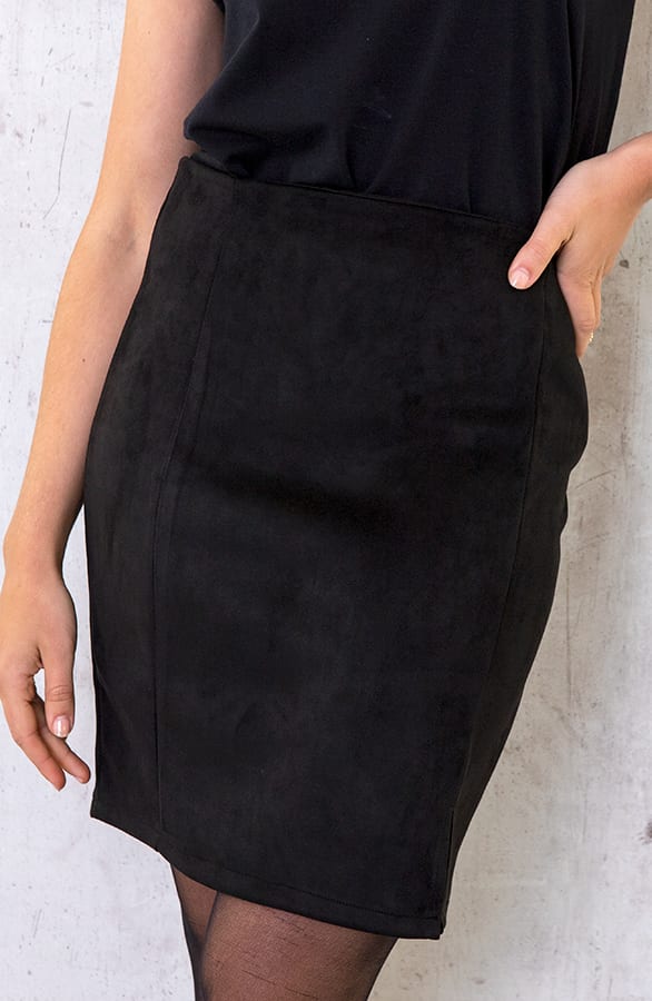 Suede Rok Met Split Zwart – shoparchief, foto 1