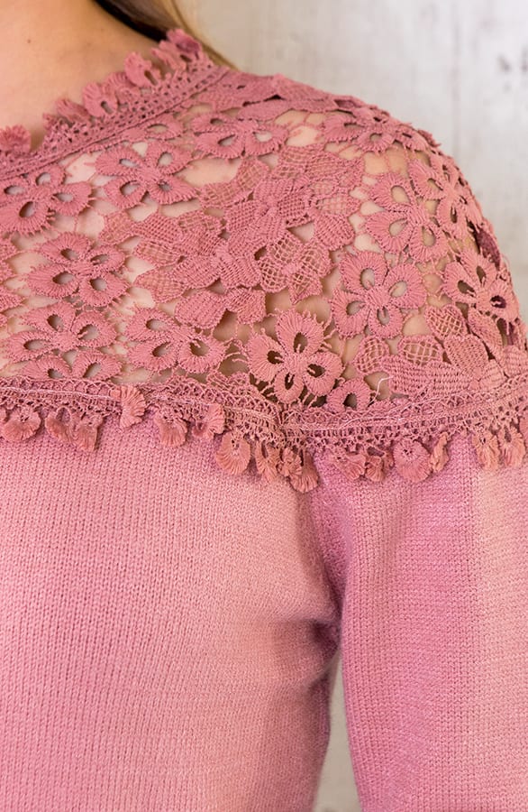 Trui Met Kanten Hals Roze – shoparchief, foto 5