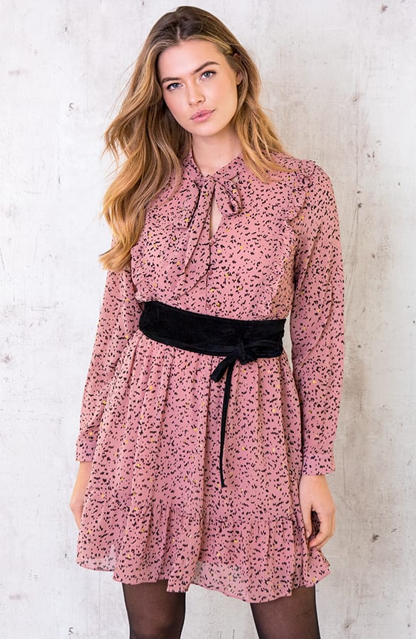 Wild Dots Ruffle Jurk Roze Zwart – shoparchief, foto 6