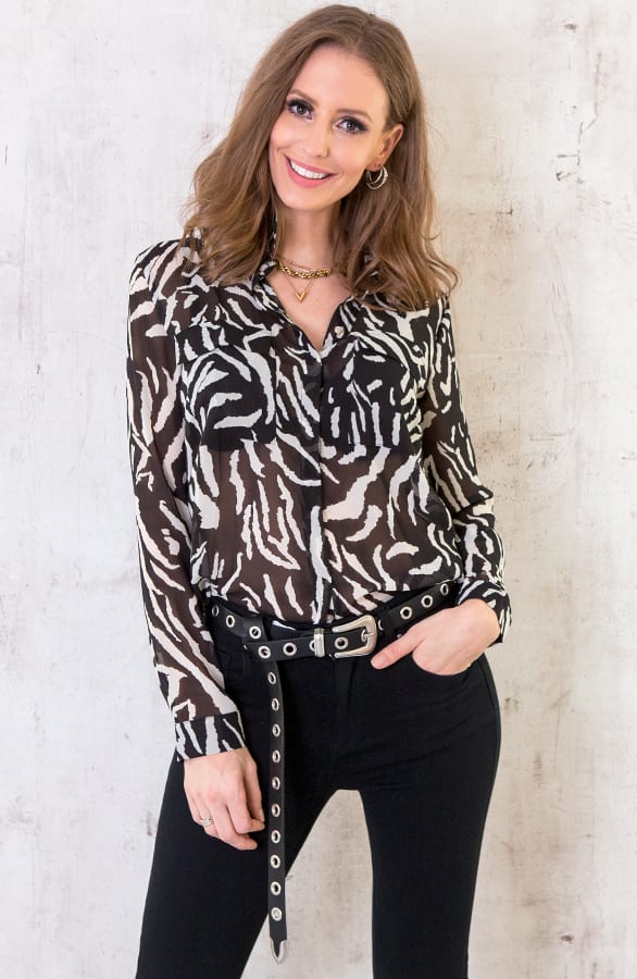 Zebra Blouse Zwart – shoparchief, foto 1