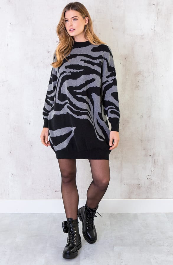 Zebra Oversized Tuniek Zwart Grijs – shoparchief, foto 2