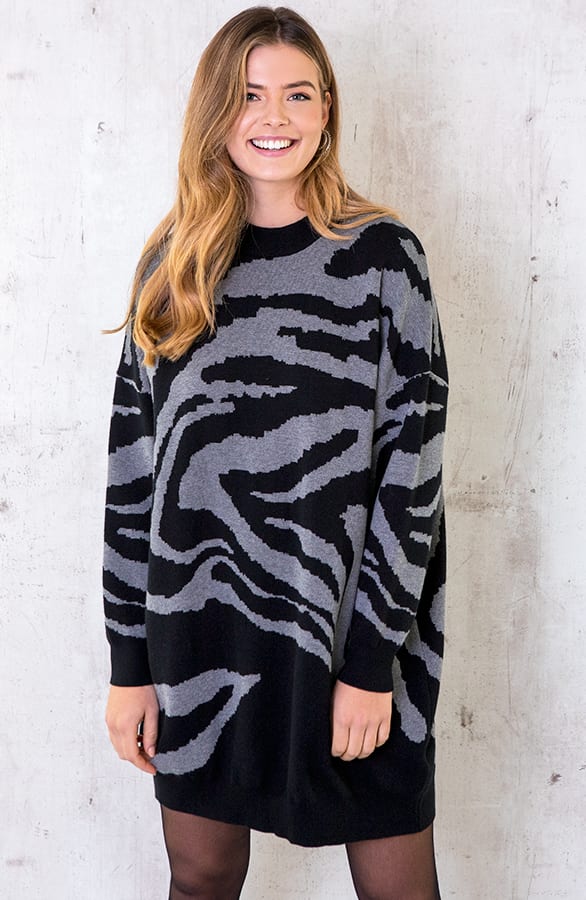 Zebra Oversized Tuniek Zwart Grijs – shoparchief, foto 1