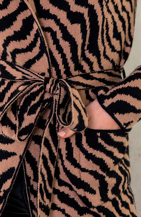Zebra Vest Lang Camel Zwart – shoparchief, foto 4