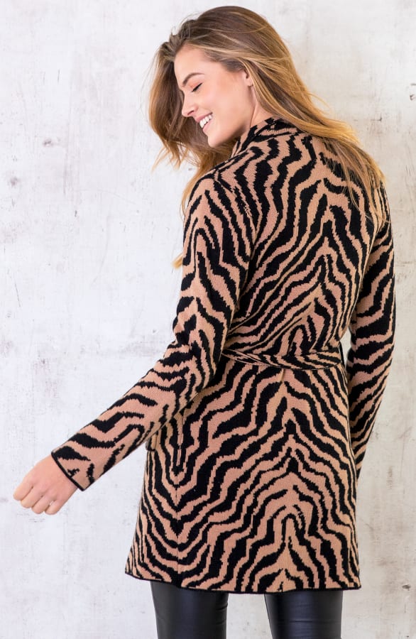 Zebra Vest Lang Camel Zwart – shoparchief, foto 2