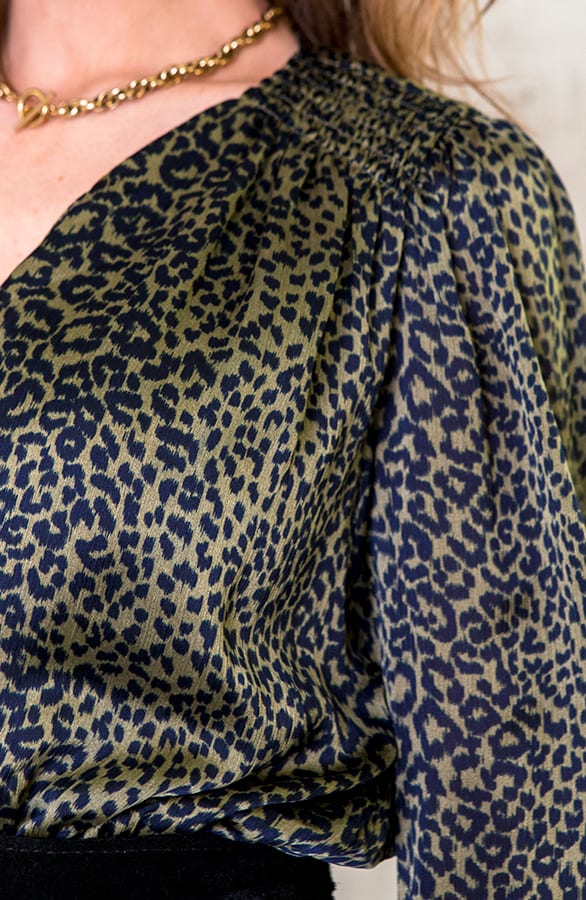 Zijden Leopard Jurk Army Zwart – shoparchief, foto 4