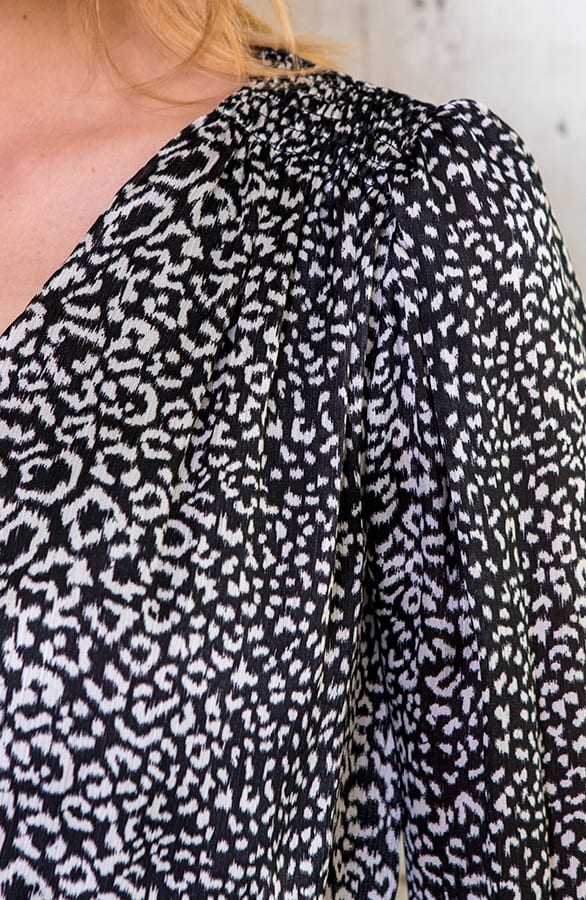 Zijden Leopard Jurk Zwart Wit – shoparchief, foto 5