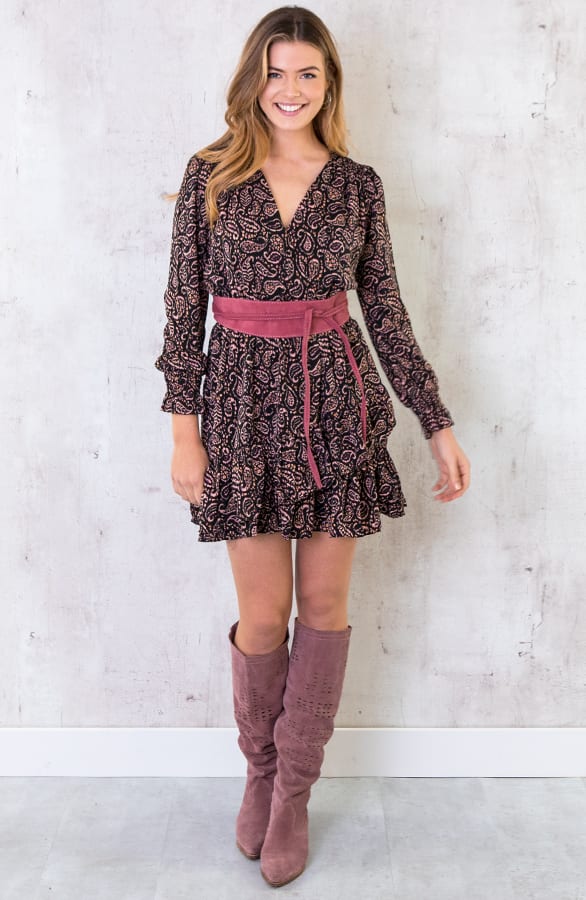 Zijden Origami Jurk Roze Zwart – shoparchief, foto 3