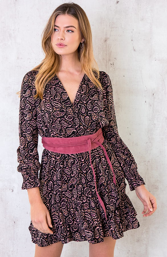 Zijden Origami Jurk Roze Zwart – shoparchief, foto 1
