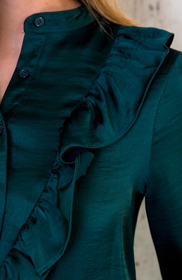 Zijden Ruches Blouse Smaragdgroen – shoparchief, foto 5