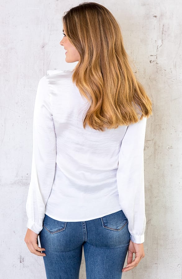 Zijden Ruches Blouse Wit – shoparchief, foto 3