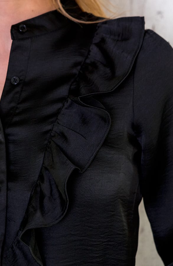 Zijden Ruches Blouse Zwart – shoparchief, foto 4