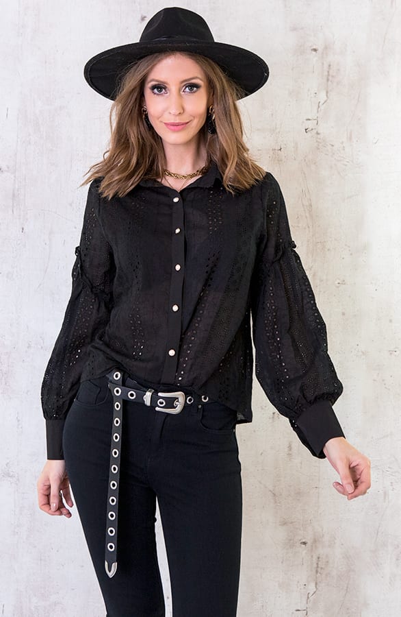 Zwarte Kanten Blouse – shoparchief, foto 1