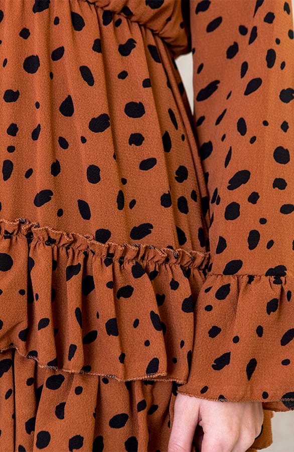 Cheetah Ruches Jurk Cognac – shoparchief, foto 4