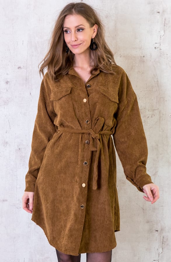 Corduroy Jurk Bruin – shoparchief, foto 2