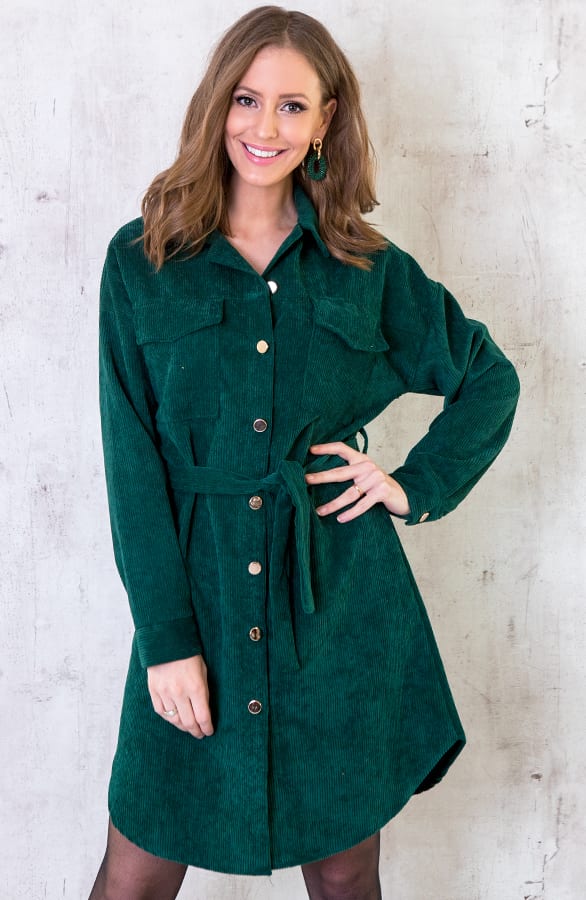Corduroy Jurk Smaragdgroen – shoparchief, foto 2