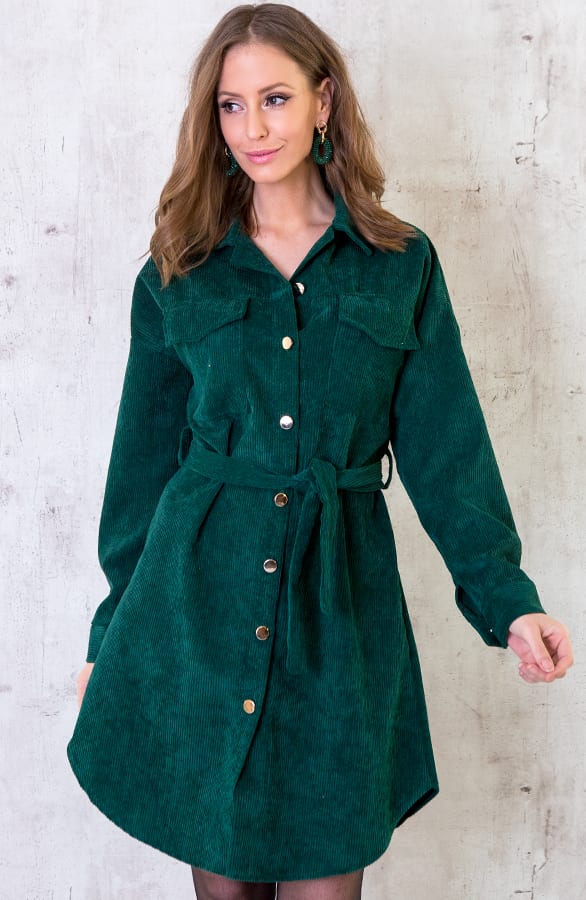 Corduroy Jurk Smaragdgroen – shoparchief, foto 7