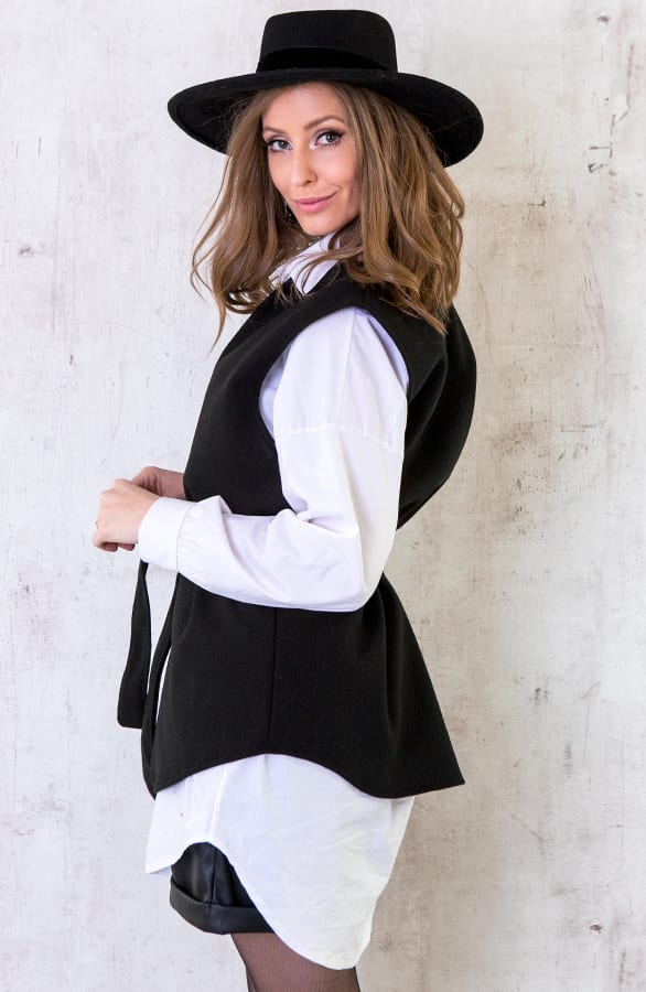 Fleece Strik Vest Zwart – shoparchief, foto 3