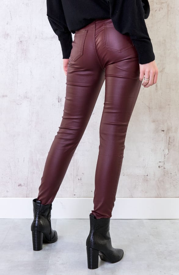 High Waist Coating Jeans Bordeaux – shoparchief, foto 3