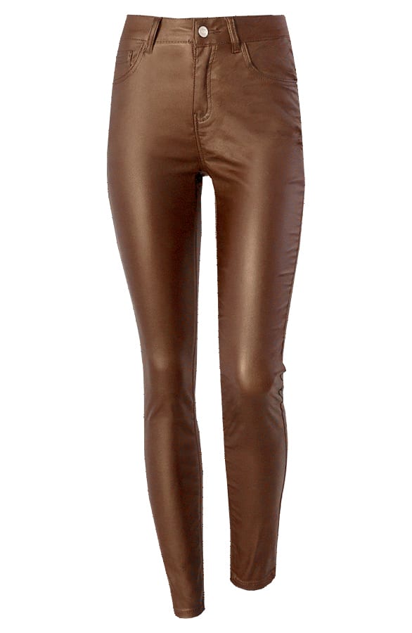 High Waist Coating Jeans Cognac – shoparchief, foto 5