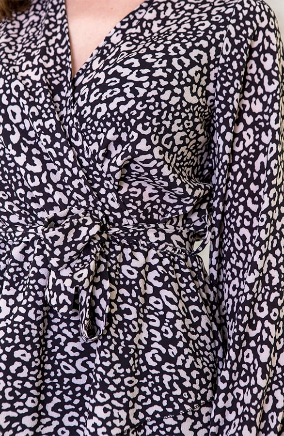 Jurk Met Panterprint Zwart Beige – shoparchief, foto 4