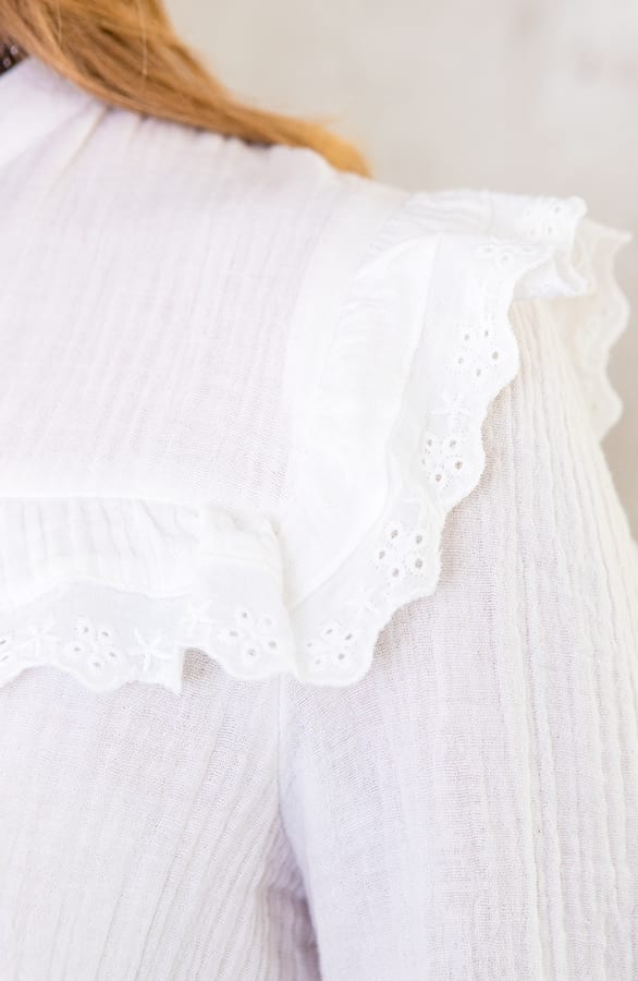 Katoenen Blouse Met Kant Wit – shoparchief, foto 4