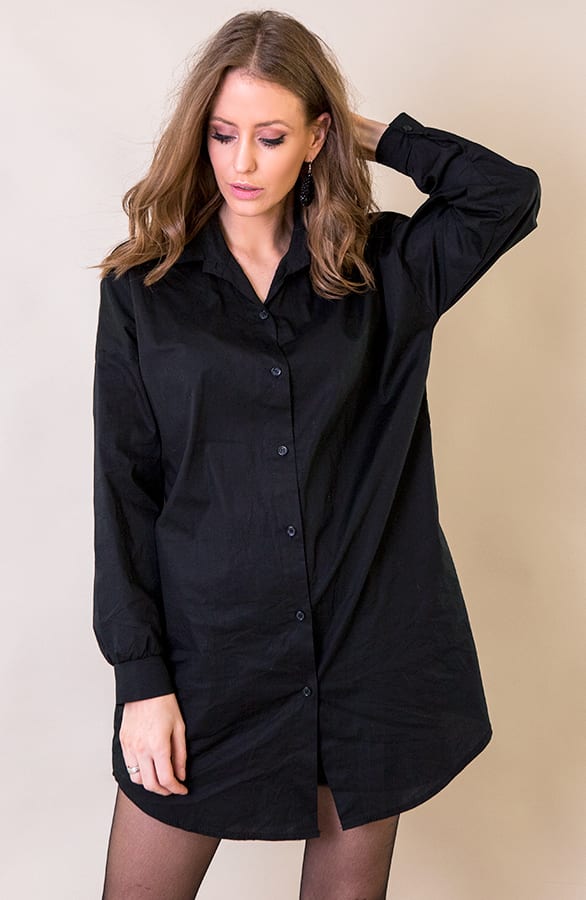 Lange Katoenen Blouse Zwart – shoparchief, foto 5