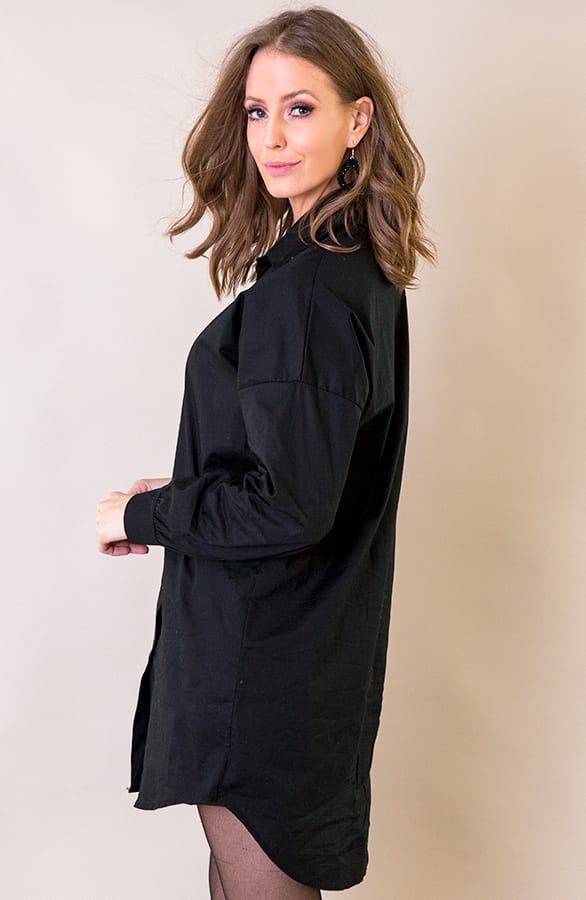 Lange Katoenen Blouse Zwart – shoparchief, foto 4