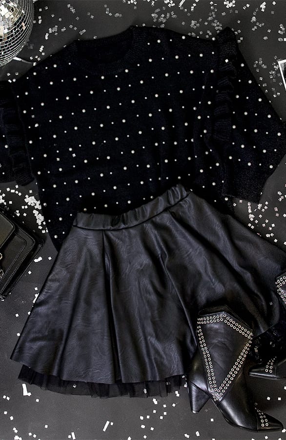 Leren Tule Rok Zwart – shoparchief, foto 6