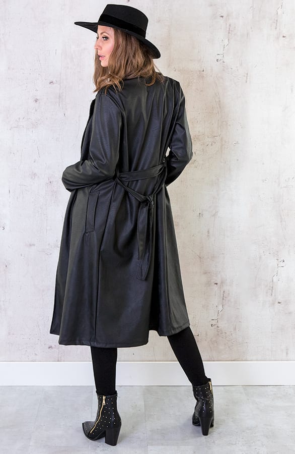 Leren Vest Lang Zwart – shoparchief, foto 2