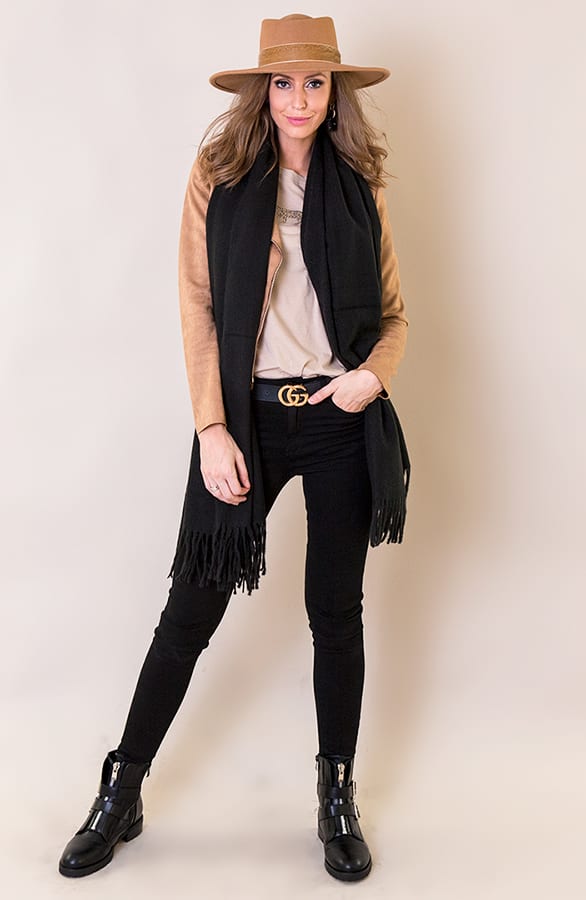 Luxe Cashmere Sjaal Zwart – shoparchief, foto 3