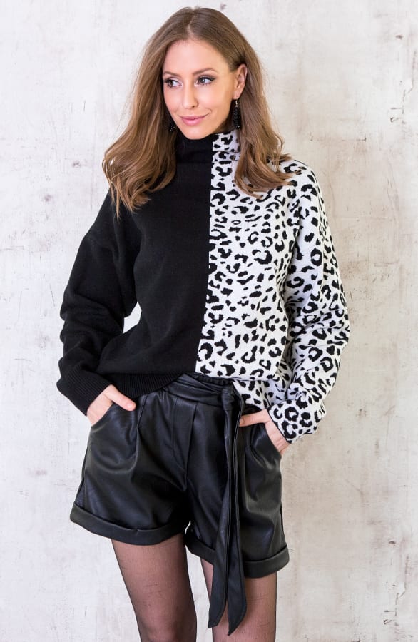 Oversized Trui Duo Panter Zwart – shoparchief, foto 1