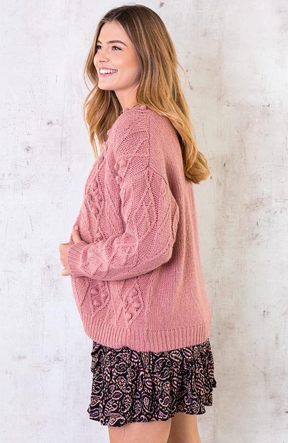 Pompon Vest Gebreid Roze – shoparchief, foto 5