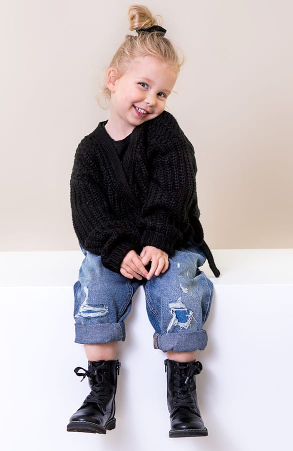 Strik Vest Gebreid Kids Zwart – shoparchief, foto 1