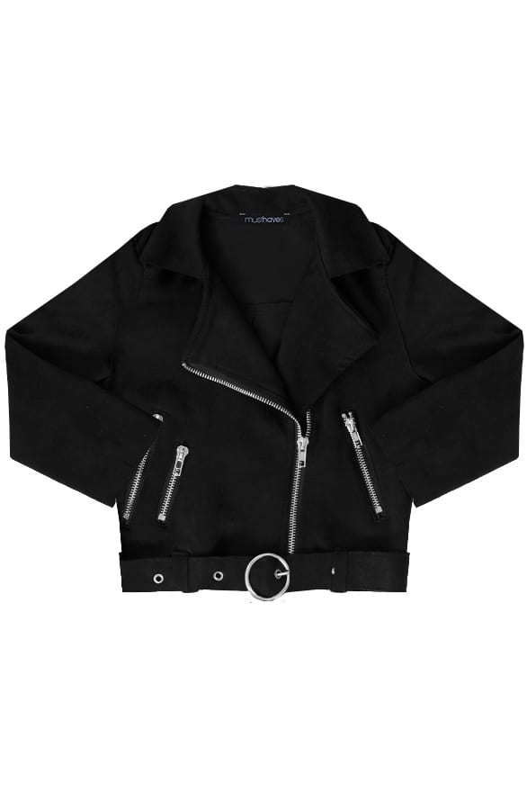 Suede Biker Jacket Kids Zwart – shoparchief, foto 1