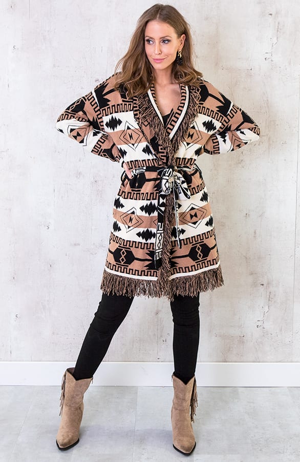 Vest Met Aztec Print Camel – shoparchief, foto 4