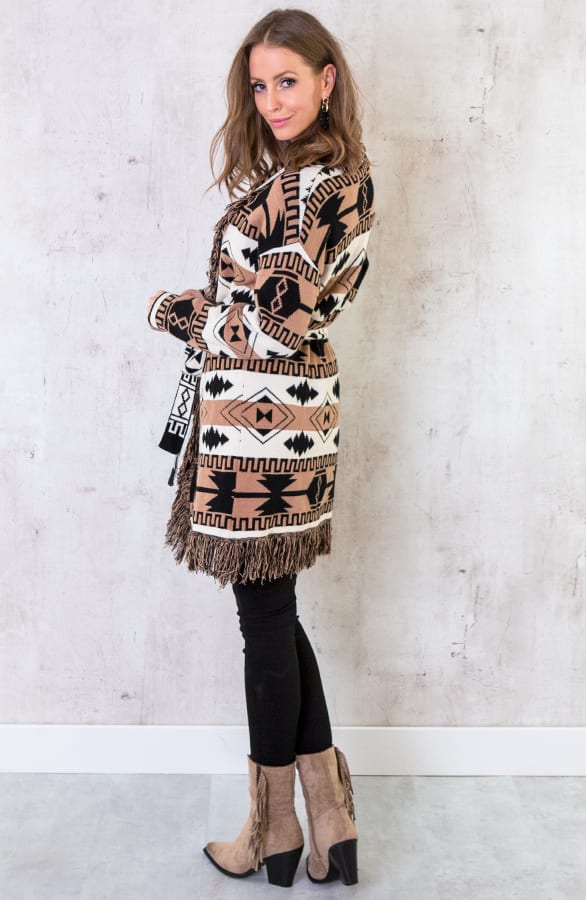 Vest Met Aztec Print Camel – shoparchief, foto 5