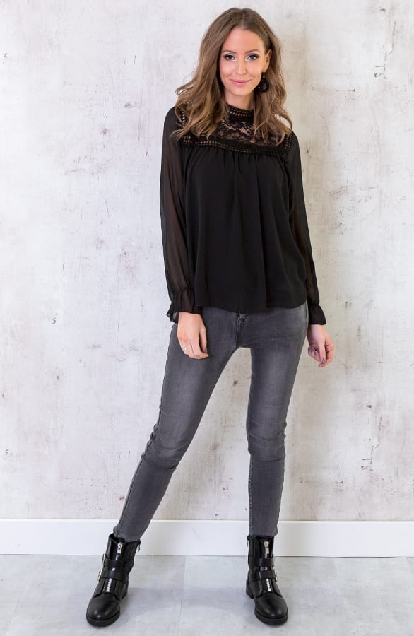 Blouse Kant Dames Zwart – shoparchief, foto 2