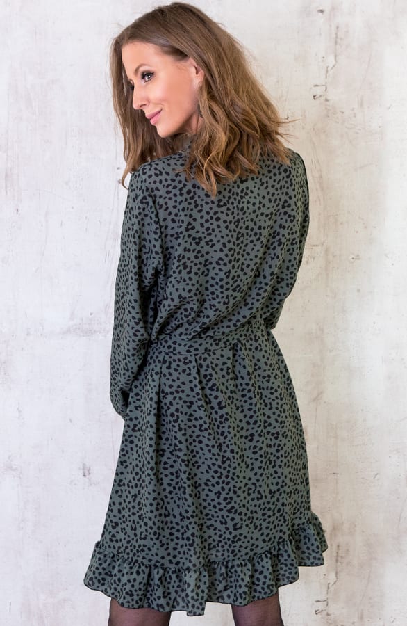 Cheetah Knopen Ruches Jurk Army – shoparchief, foto 5