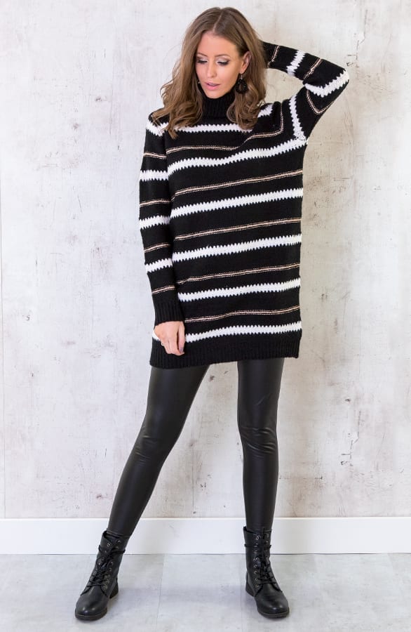 Gestreepte Col Tuniek Deluxe Zwart – shoparchief, foto 3