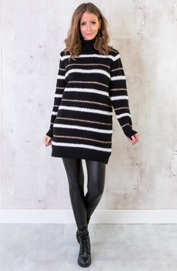Gestreepte Col Tuniek Deluxe Zwart – shoparchief, foto 6