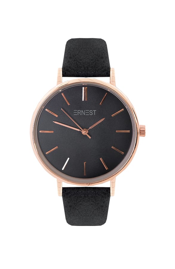 Horloge Leer Deluxe Zwart – shoparchief, foto 1