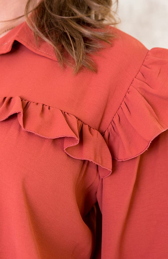 Knopen Ruches Blouse Koraal – shoparchief, foto 5