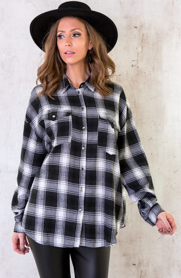 Oversized Blouse Geblokt – shoparchief, foto 1