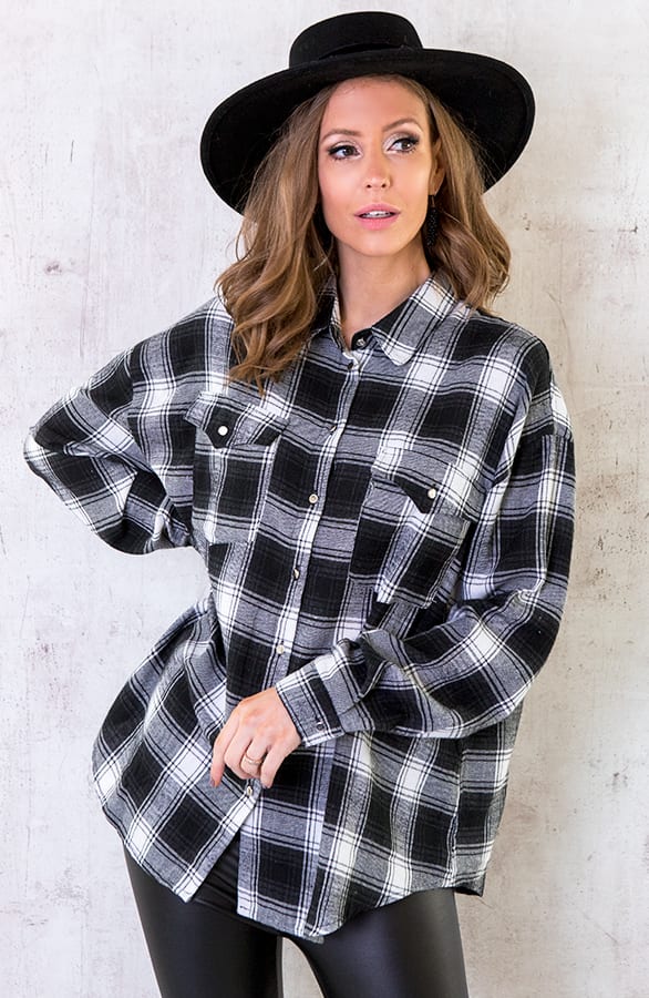 Oversized Blouse Geblokt – shoparchief, foto 7
