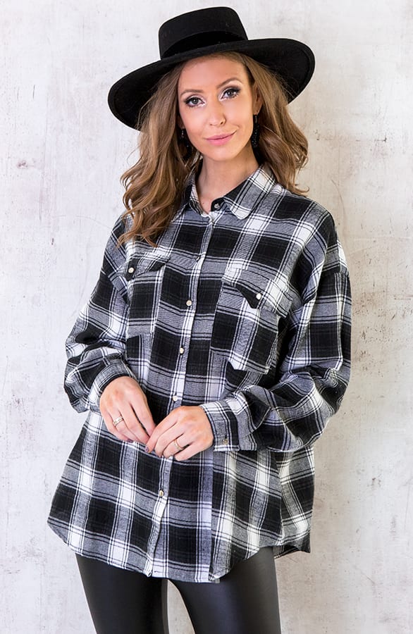 Oversized Blouse Geblokt – shoparchief, foto 4