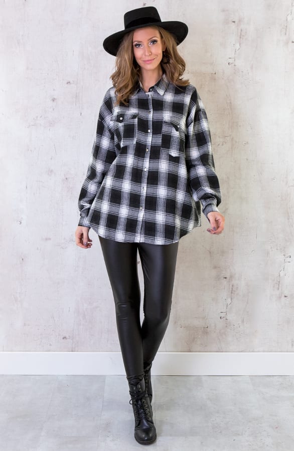 Oversized Blouse Geblokt – shoparchief, foto 6
