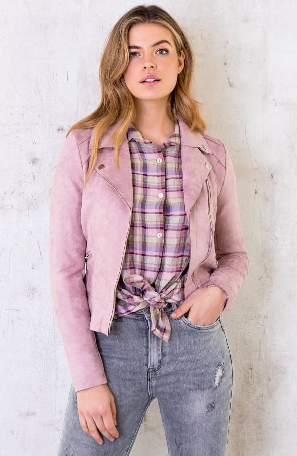 Biker Jacket Suede Dust Pink – shoparchief, foto 1