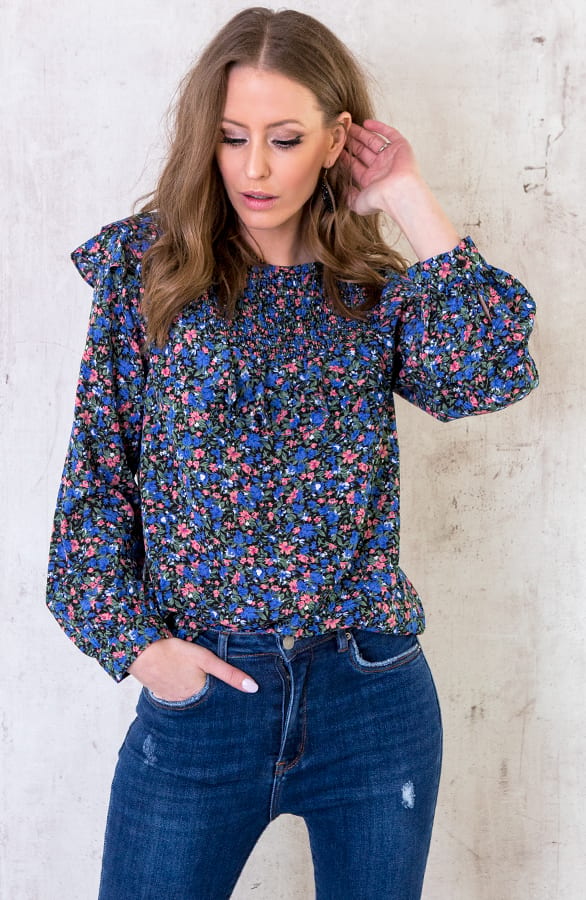 Bloemen Ruches Blouse – shoparchief, foto 1