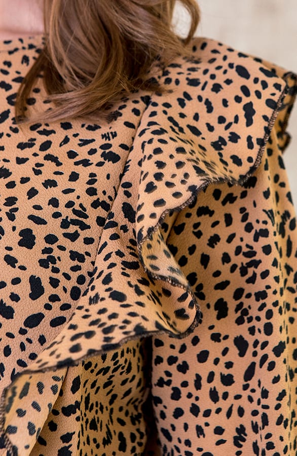 Cheetah Jurk Met Ruches Beige – shoparchief, foto 5