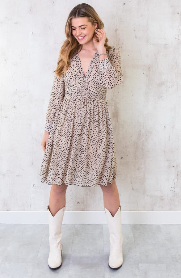 Cheetahprint Jurk Beige Met Zwart – shoparchief, foto 6